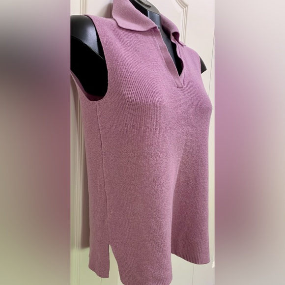 Lilac Purple JOIE Collared V Knit Sleeveless Vest Top Size XS Unworn Polo Mauve - Picture 7 of 10